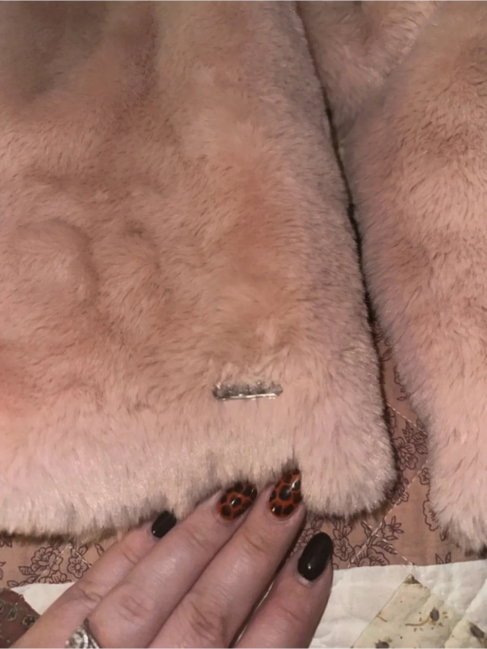 GUESS Blush Pink Faux-Fur Teddy Jacket with Zip